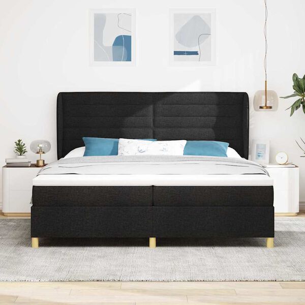 vidaXL Cama con Somier y Colch&oacute;n Gris Oscuro 90x190 cm de Tela Negro