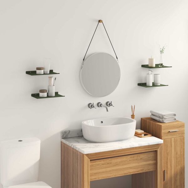 vidaXL Estante flotante 4 pcs Verde Oliva 30 x 18 x 2,5 cm Acero