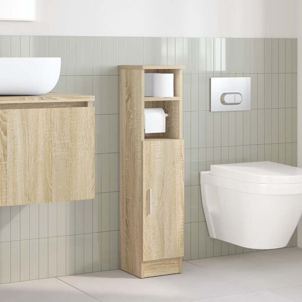 vidaXL Mueble de ba&ntilde;o con portarrollos roble Sonoma 20,5x22x90 cm