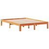 vidaXL Cama con estanter&iacute;a sin colch&oacute;n madera maciza marr&oacute;n 140x190 cm