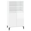 vidaXL Aparador alto madera contrachapada blanco brillo 60x36x110 cm