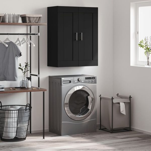 vidaXL Armario de pared madera de ingenier&iacute;a negro 69,5x34x90 cm