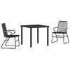 vidaXL Conjunto de Comedor de Jard&iacute;n 3 pcs Negro