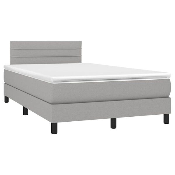 vidaXL Cama box spring con colch&oacute;n tela gris claro 120x190 cm