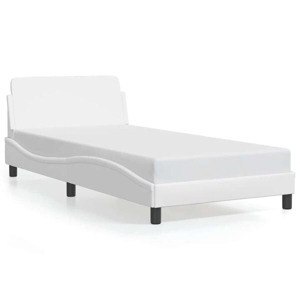 vidaXL Estructura de cama Dover cuero sint&eacute;tico blanco 100x203cm