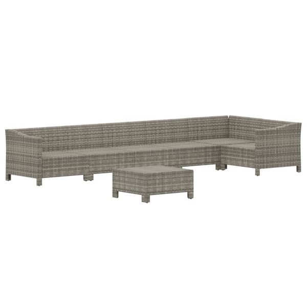 vidaXL Set de muebles de jard&iacute;n 7 pzas y cojines rat&aacute;n sint&eacute;tico gris