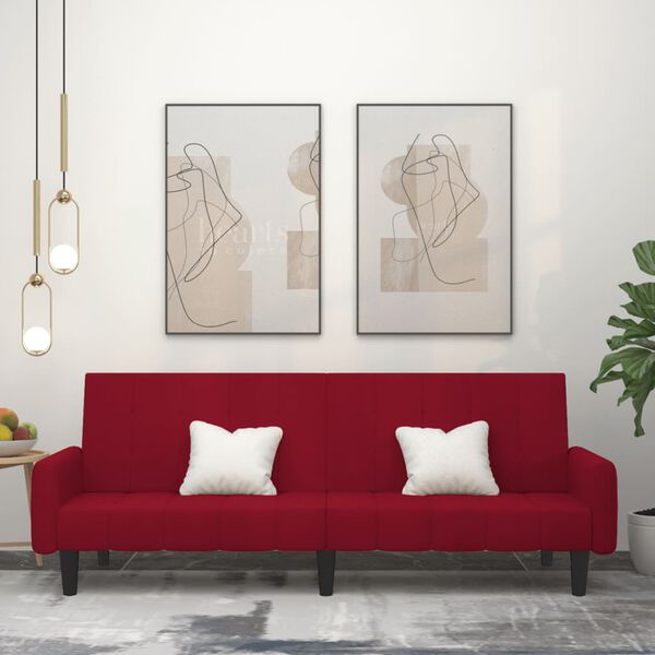 vidaXL Sof&aacute; cama de 2 plazas terciopelo rojo tinto