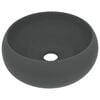 vidaXL Lavabo de lujo redondo cer&aacute;mica gris oscuro mate 40x15 cm