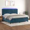 vidaXL Cama box spring colch&oacute;n y LED terciopelo azul oscuro 200x200 cm