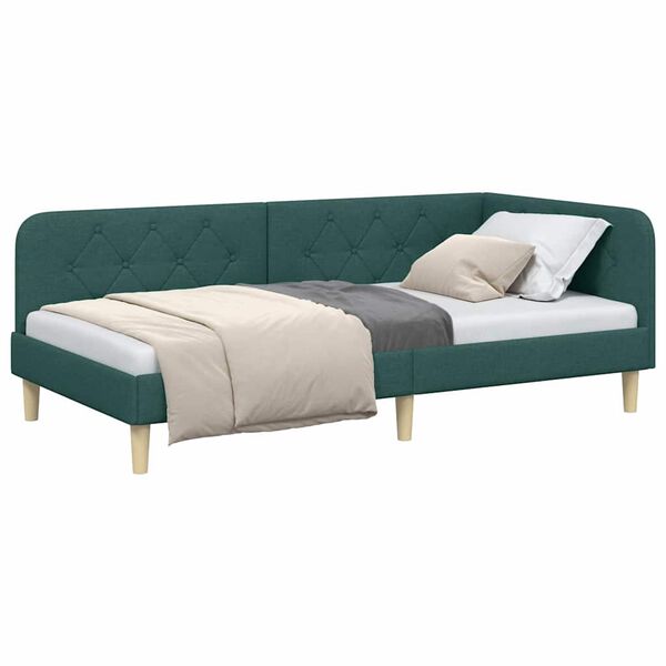 vidaXL Estructura de cama en esquina Verde oscuro 100 x 200 cm tela