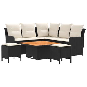 vidaXL Juegos de muebles 6 pcs Negro y crema Rat&aacute;n sint&eacute;tico