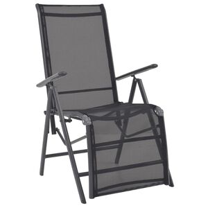 vidaXL Tumbona reclinable de aluminio y textilene negro