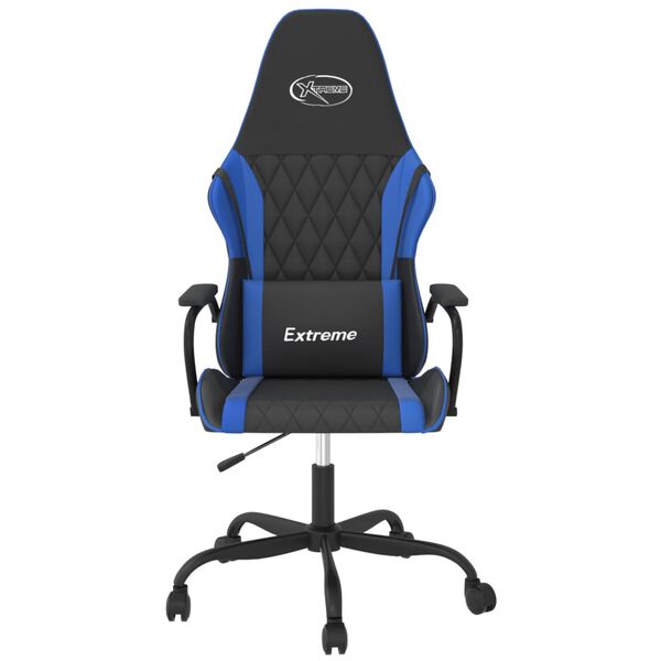 vidaXL Silla gaming de masaje cuero sint&eacute;tico negro y azul