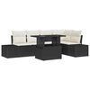 vidaXL Conjunto de sof&aacute; de jard&iacute;n con coj&iacute;n 6 pcs Negro Polirat&aacute;n