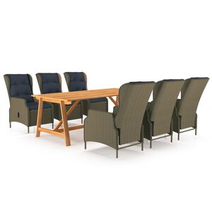 vidaXL Juego de comedor de jard&iacute;n 7 piezas marr&oacute;n