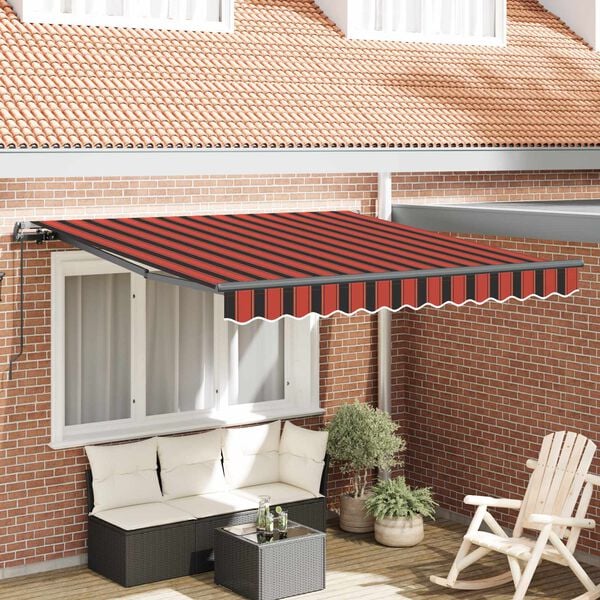 vidaXL Toldo Retr&aacute;ctil Naranja y marr&oacute;n 300 x 250 cm Poli&eacute;ster y Acero