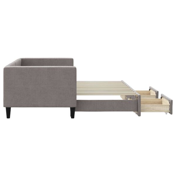 vidaXL Sof&aacute; cama nido con cajones tela gris taupe 80x200 cm
