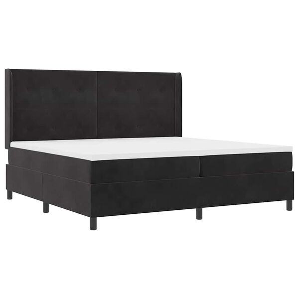 vidaXL Cama tipo Box Spring con colch&oacute;n Negro 200 x 200 cm Terciopelo