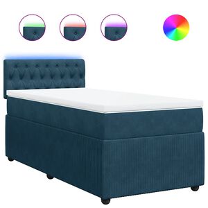 vidaXL Cama box spring con colch&oacute;n terciopelo azul 90x190 cm