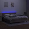 vidaXL Cama box spring colch&oacute;n y luces LED tela gris taupe 180x200 cm