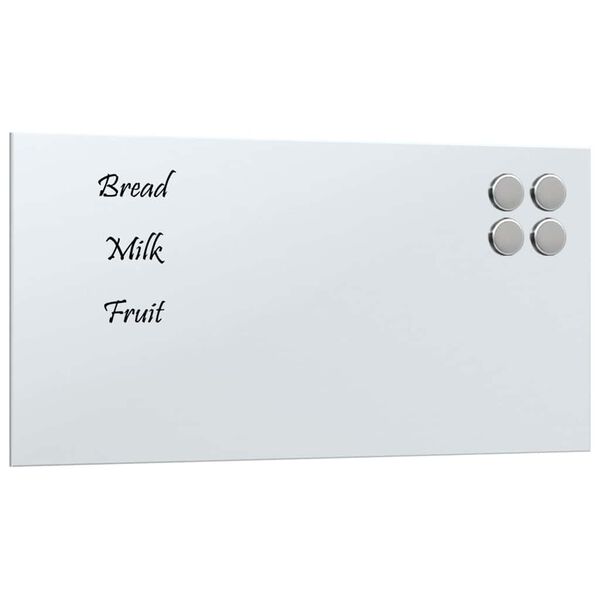 vidaXL Pizarra magn&eacute;tica de pared vidrio templado blanco 40x20 cm