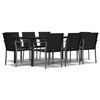 vidaXL Juego comedor jard&iacute;n 9 piezas y cojines rat&aacute;n sint&eacute;tico y acero