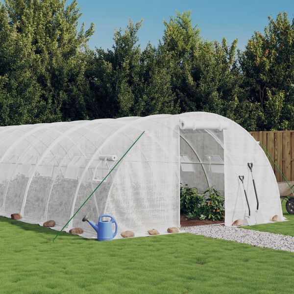 vidaXL Invernadero con estructura de acero blanco 32 m² 8x4x2 m