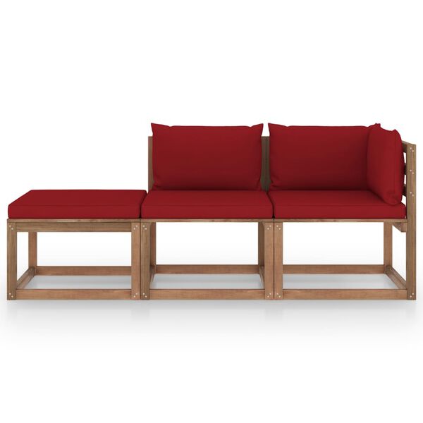 vidaXL Set de jard&iacute;n palets 3 pzas con cojines madera pino impregnada