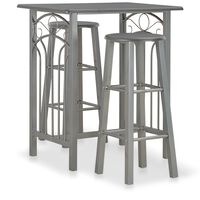 vidaXL Set mesa y sillas altas de cocina 3 pzas madera acero antracita