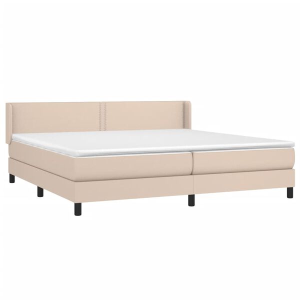vidaXL Cama box spring con colch&oacute;n cuero sint&eacute;tico capuchino 200x200cm