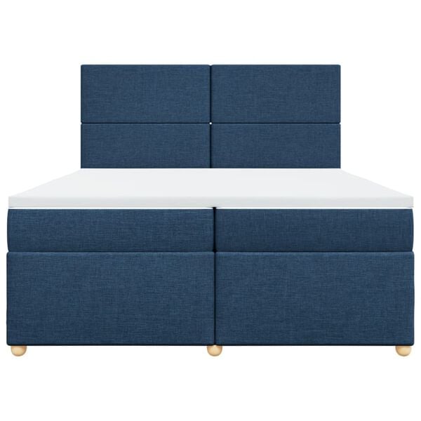 vidaXL Cama box spring con colch&oacute;n tela azul 200x200 cm