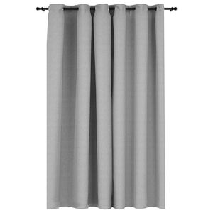 vidaXL Cortina opaca con ojales look de lino gris 290x245 cm