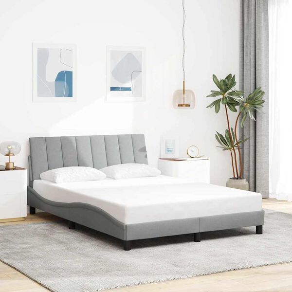 vidaXL Estructura de cama sin colch&oacute;n Hanko tela gris claro 140x190 cm