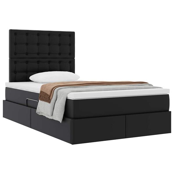 vidaXL Cama con almacenamiento Negro 120 x 190 cm Cuero sint&eacute;tico