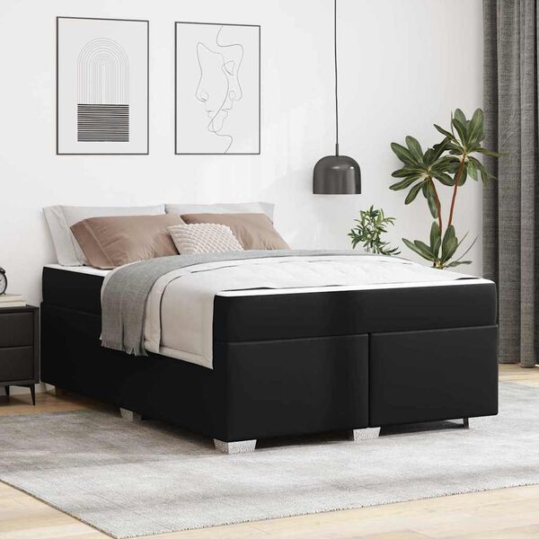 vidaXL Estructura de cama con colch&oacute;n Negro 140 x 200 cm tela