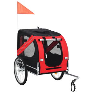 vidaXL Remolque de bicicleta para mascotas rojo y negro