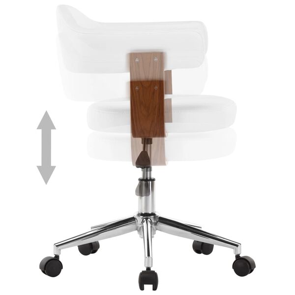 vidaXL Silla oficina giratoria madera curvada cuero sintético blanco