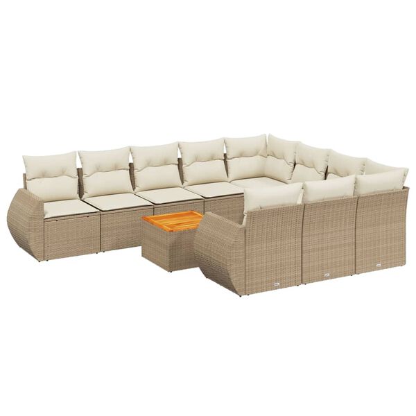 vidaXL Set de sof&aacute;s de jard&iacute;n 11pzas con cojines rat&aacute;n sint&eacute;tico beige