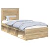 vidaXL Estructura de cama con caj&oacute;n Liso Roble Sonoma 75 x 190 cm