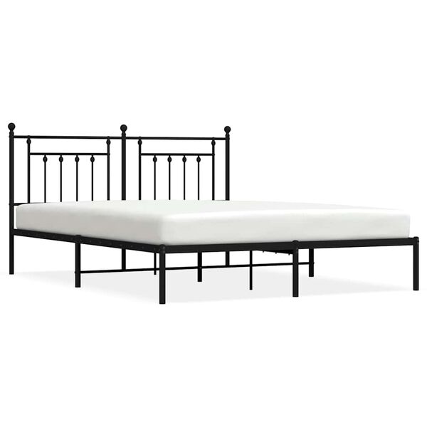 vidaXL Estructura cama sin colchón con cabecero metal negro 183x213 cm