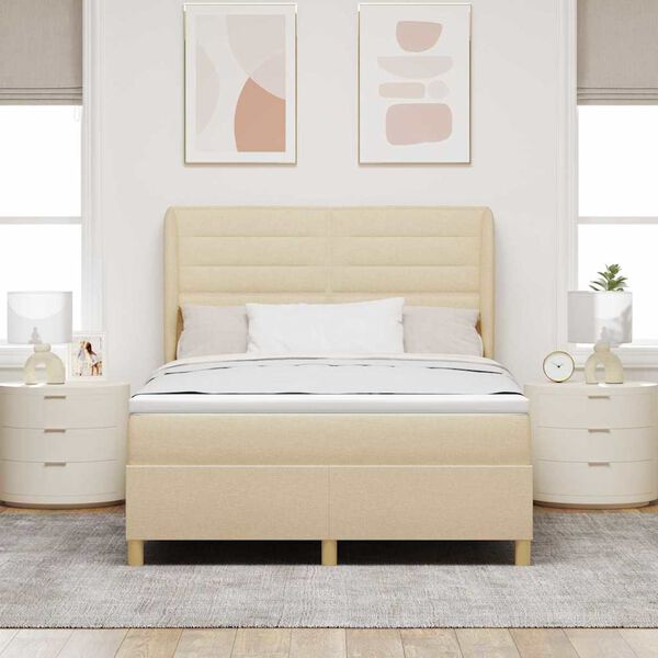 vidaXL Cama con Somier y Colch&oacute;n Gris Oscuro 90x190 cm de Tela Crema