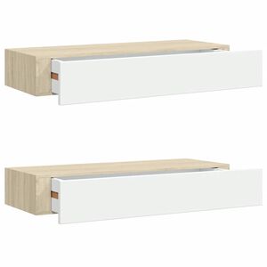 vidaXL Estantes de pared (2 unidades, roble y blanco, 60 x 23,5 x 10 cm, MDF)