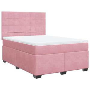 vidaXL Cama box spring con colch&oacute;n terciopelo rosa 140x190 cm
