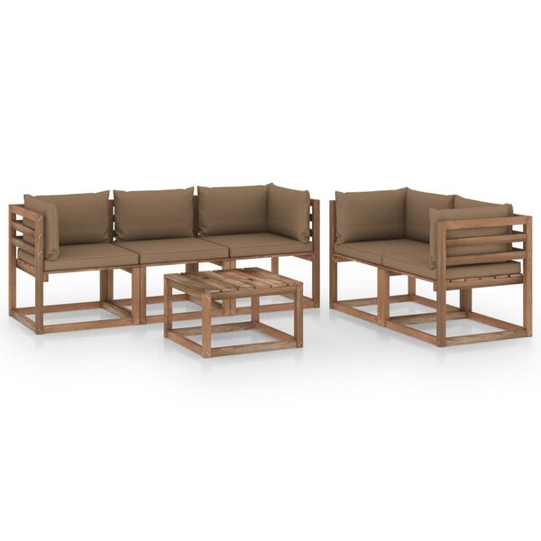 vidaXL Juego de muebles de jard&iacute;n 6 piezas con cojines taupe