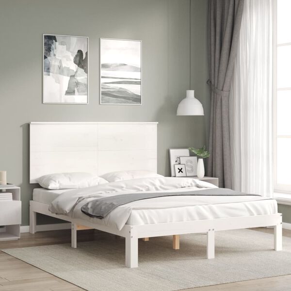 vidaXL Estructura de cama sin colch&oacute;n madera de pino blanca 140x200 cm