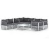vidaXL Juego de muebles de jard&iacute;n 9 piezas con cojines acero blanco