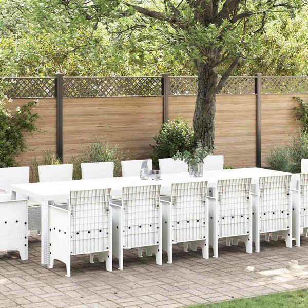 vidaXL Conjunto de Comedor de Jardín 15 pcs Blanco Ratan Polt