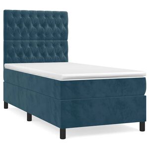 vidaXL Cama box spring con colch&oacute;n terciopelo azul oscuro 90x200 cm