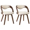 vidaXL Sillas de comedor 2 uds madera curvada y cuero sint&eacute;tico crema