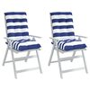 vidaXL Cojines silla respaldo bajo 2 uds tela Oxford rayas azul blanco